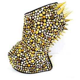 Giuseppe Zanotti-Botín con cuña maxi de Giuseppe Zanotti con detalle de cristales y pinchos-Negro,Dorado