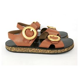 Joseph Chunky Buckle Sandals Caramel