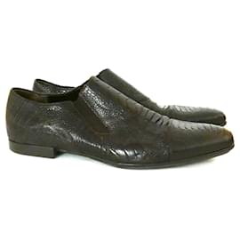 Cesare Paciotti-Cesare Paciotti zapatos de piel de aligátor marrón oscuro-Marrón oscuro