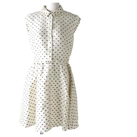 Christian Dior-* Christian Dior Genuine 21SS with belt Heart dot pattern Silk × cotton sleeveless one-piece dress 36-Multiple colors