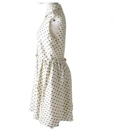 Christian Dior-* Christian Dior Genuine 21SS with belt Heart dot pattern Silk × cotton sleeveless one-piece dress 36-Multiple colors