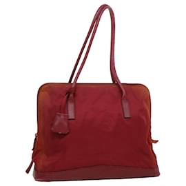 Prada-PRADA Tote Bag Nylon Leather Red Auth bs2046-Red