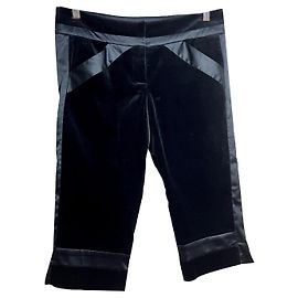 Diane Von Furstenberg DvF Louis verkürzte Samthose, US-Grösse 6 Schwarz