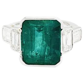 inconnue-White gold emerald ring, diamants.-Other