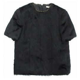 Celine Daoust *CELINE di Phoebe Philo Phoebe Period Alpaca Wool Fur Pullover Tops Taglia e Cucito Giacca Archivio Nero