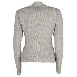 Ralph Lauren-Ralph Lauren Striped Blazer in Cream Cotton-White,Cream