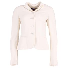 Ralph Lauren-Ralph Lauren Button-Front Blazer in Cream Linen-White,Cream