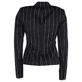 Ralph Lauren-Ralph Lauren Striped Blazer in Black and White Cotton -Black