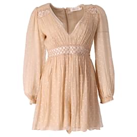 Zimmermann-Zimmermann Polka Dot Playsuit in Beige Silk-Beige