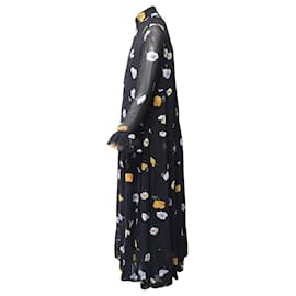 Ganni-Ganni The Kate Tiered Midi Dress in Black Print Viscose-Other