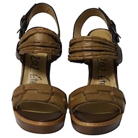 Lanvin-Lanvin Wooden Heels in Brown Leather-Brown