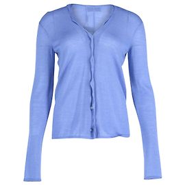 Cardigan Saint Laurent à Bords Festonnés en Cachemire Bleu Bleu