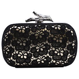 Diane Von Furstenberg Lytton Clutch mit Spitze aus schwarzem Synthetik Schwarz