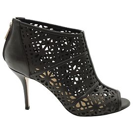 Paul Andrew Gaomi Cut-Out Peep-toe Ankle Boots in Black Leather Black