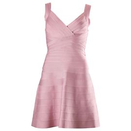 Herve Leger vestido sem mangas com bandagem em linha A em seda artificial rosa Rosa