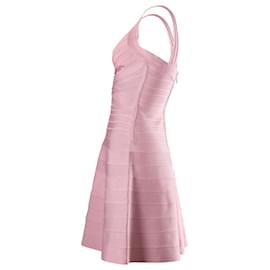 Herve Leger-Herve Leger vestido sem mangas com bandagem em linha A em seda artificial rosa-Rosa