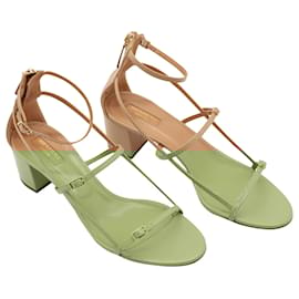 Aquazzura-Aquazzura Strappy Heel Sandals in Beige Leather -Beige