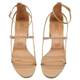 Aquazzura-Aquazzura Strappy Heel Sandals in Beige Leather -Beige