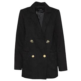 Autre Marque Mit Perlmutt gefütterte, einreihige Jacke aus schwarzer Bio-Baumwolle Schwarz