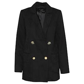 Autre Marque-Mother of Pearl Double-Breasted Jacket in Black Organic Cotton-Black