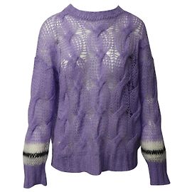 Palm Angels Track-Pullover mit Zopfmuster aus fliederfarbener Mohair-Mischung Lila