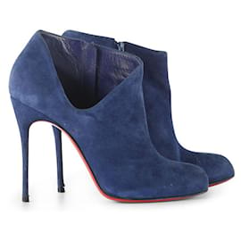 Christian Louboutin-Christian Louboutin Indigo Suede Lisse Ankle Booties-Blue