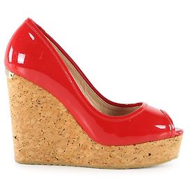 Cuñas de corcho peep toe de charol rojo Jimmy Choo Roja