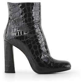 Botines altos de charol en relieve con cocodrilo negro de Le Silla Negro