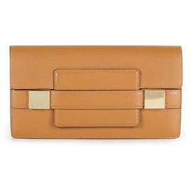 Delvaux Tan Leather Madame Pochette Clutch Brown Beige