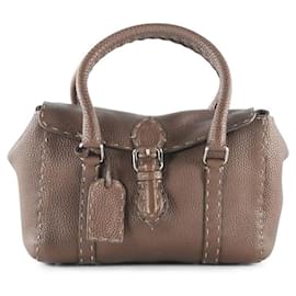 Fendi-Sac à main Fendi Selleria Linda en cuir marron-Marron
