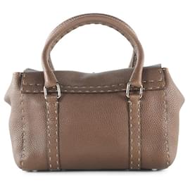 Fendi-Sac à main Fendi Selleria Linda en cuir marron-Marron