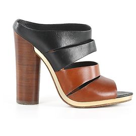 Mules Rae de couro preto/marrom Rebecca Minkoff Multicor