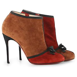 Christian Louboutin-Christian Louboutin Brown & Red Suede Arnoeud Ankle Boots-Multiple colors