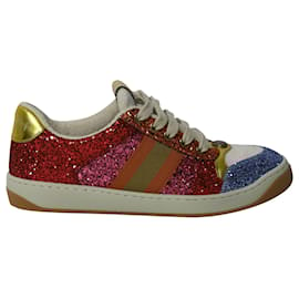 Gucci-Gucci Sneaker Lovelight Screener Glitter en Toile Multicolore-Multicolore