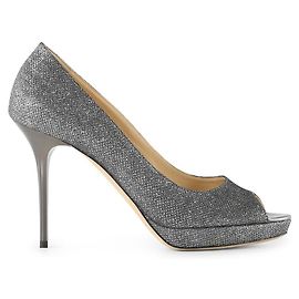 Jimmy Choo Metallic Dunkelgraue Glitzer-Peep-Toe-Pumps Grau