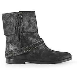 Balmain-Balmain Black Suede Ankle Boots-Black