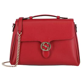 Gucci-Gucci Interlocking GG Leather Shoulder Bag-Red
