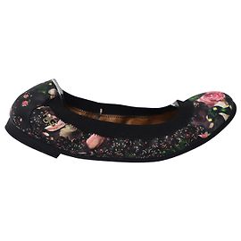 Givenchy Floral Ballet Flats in Black Leather Black