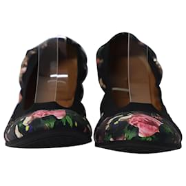 Givenchy-Givenchy Ballerine Floreali in Pelle Nera-Nero