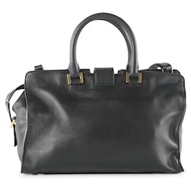 Saint Laurent-Saint Laurent Black Leather Small Cabas Tote Bag-Black
