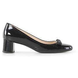 Prada Black Patent Leather Bow Block Heel Pumps Black