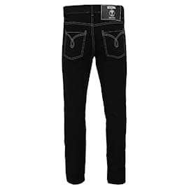 Moschino-Moschino Contrast Stitch Denim-Black