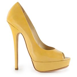 Scarpin Peep Toe de couro envernizado Jimmy Choo Nude com plataforma Carne