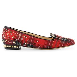 Mocassini Charlotte Olympia in tartan rosso Rosso