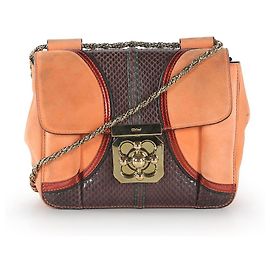 Chloé Bolsa de ombro Chloe' Peach Peach Elsie de camurça e pele de cobra marrom Rosa Pescaria