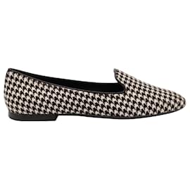 Tod's-Tod's Houdstooth Loafer Flats in Black Calf Hair-Brown