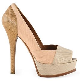 Fendi Fendista Colorblock Lizard Embosssed Leather Platform Pumps Multiple colors