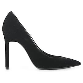 Saint Laurent-Saint Laurent Black Velvet Anja Pointed Pumps-Black