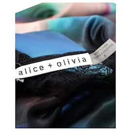 Alice + Olivia-Alice + Olivia Vestido Floral Emery em Poliéster Multicolorido-Multicor