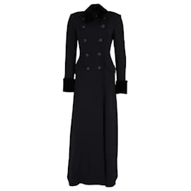Ralph Lauren-Ralph Lauren Double Breasted Long Coat in Black Cotton -Black
